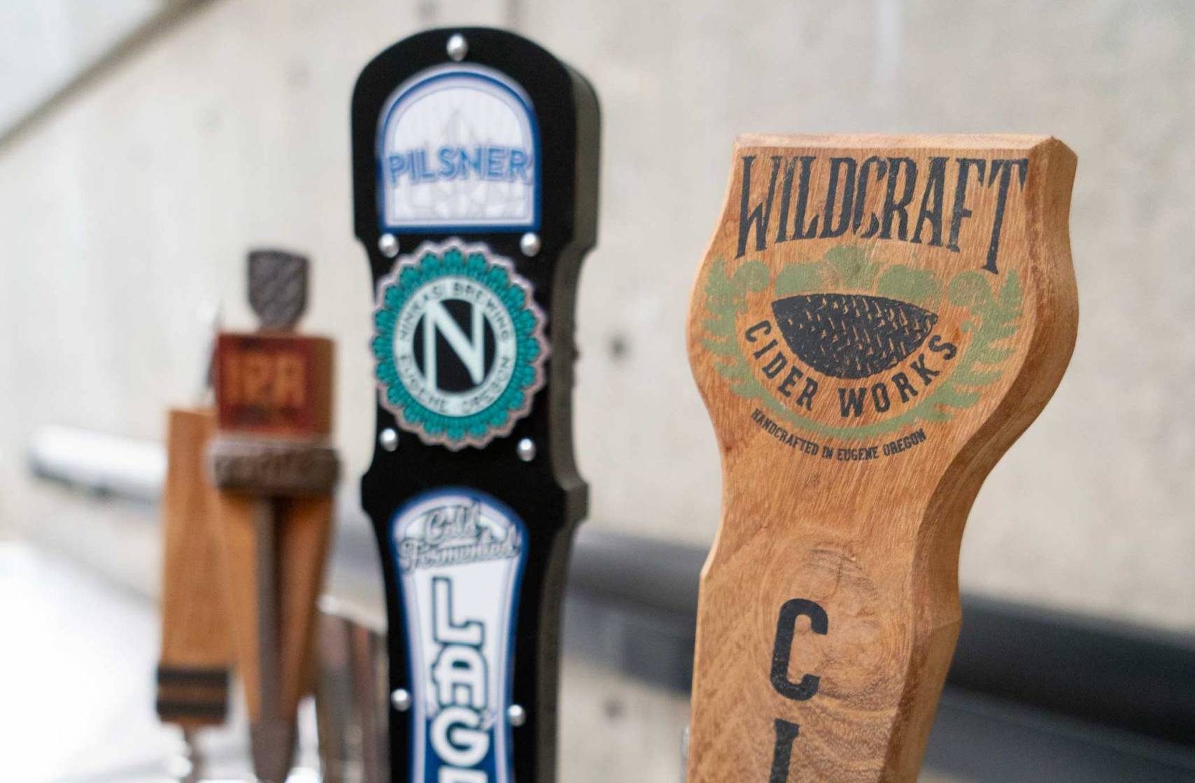 Local beer and cider tap handles