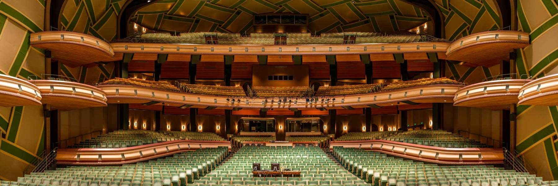 Wide angle view from the stage of Silva Concert Hall