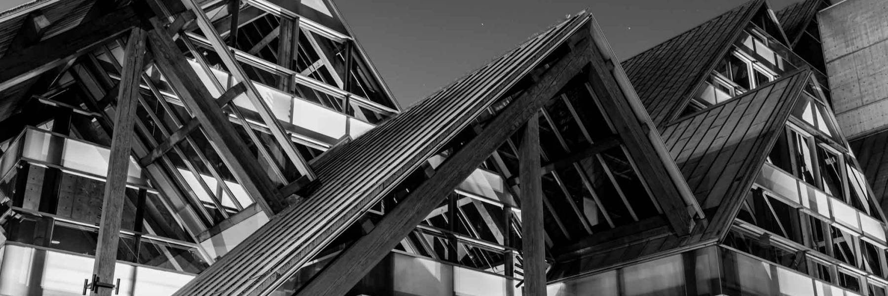 Exterior of the Hult Center in high contrast lighting