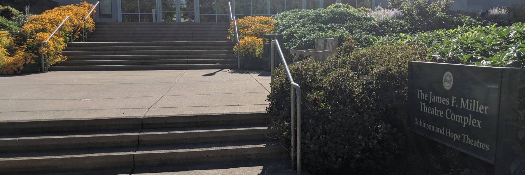 Photo of the exterior of the Miller Theatre Complex building on University of Oregon campus