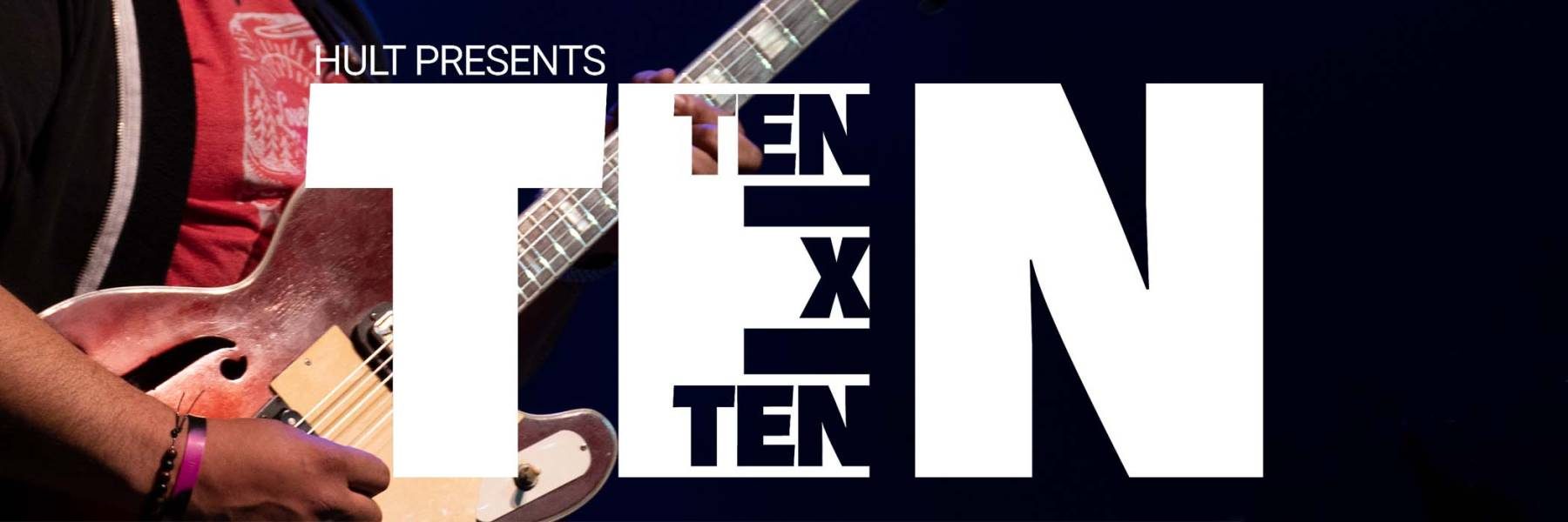 Black background with guitarist and text 